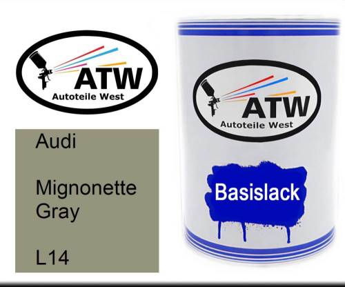 Audi, Mignonette Gray, L14: 500ml Lackdose, von ATW Autoteile West.